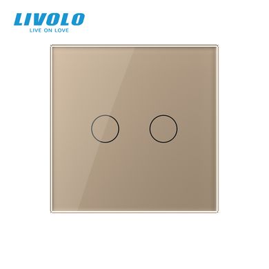Wireless smart touch switch 2 sensors Livolo golden glass (VL-XR008-A)