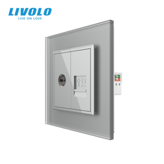 Розетка компьютерная RJ-45 и ТВ розетка Livolo