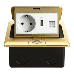 Підлогова розетка LIVOLO з USB та HDMI, вбудована, висувна, із заземленням, IP44, плавне відкриття, алюмінієвий корпус