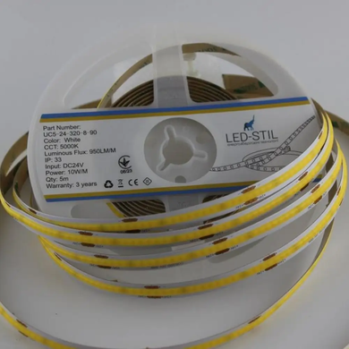 Светодиодная лента LED-STIL 5000K 10 Вт/м COB 320 диодов IP33 24 Вольта 1000 Lm нейтральный свет