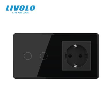 Сенсорний вимикач 2 сенсори 1 розетка Livolo