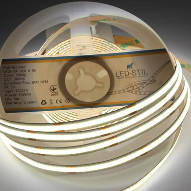 Світлодіодна стрічка LED-STIL 5000K 10 Вт/м COB 320 діодів IP33 24 Вольта 1000 Lm нейтральне світло