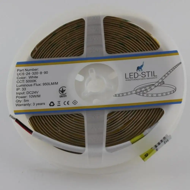 LED strip LED-STIL 5000K 10 W/m COB 320 diodes IP33 24 Volt 1000 Lm neutral light