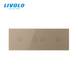 Smart touch (touch) through/3 way switch LIVOLO 4 sensors (1-2-1) gold glass