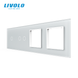 LIVOLO 4-post frame for 3 touch switches and 2 sockets (1-2-0-0), glass, frosted white, 294&times;80 mm