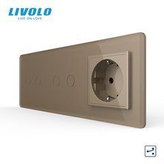 Сенсорний прохідний/перехресний вимикач 4 сенсора 1 розетка Livolo