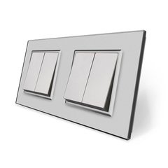 Четырехклавишный выключатель (2-2) Livolo серый стекло