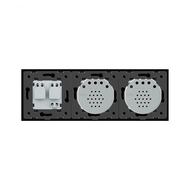 Умный сенсорный выключатель LIVOLO ZigBee, 2 сенсора (1-1) + розетка, 16 А, с заземлением, чёрный, глянцевое стекло