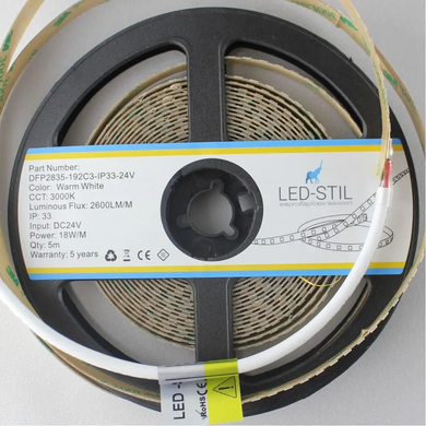 LED strip LED-STIL 3000K, 18 W, 2835, 192 pcs, IP33, 24V, 2600LM