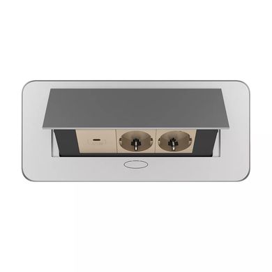 Double desktop socket with USB-C gray Livolo