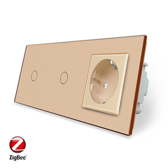 Smart ZigBee touch switch 2 gang 1 socket Livolo