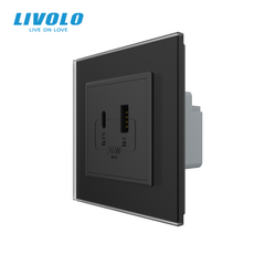 Розетка USB-A и USB-C с Power Delivery 36W Livolo