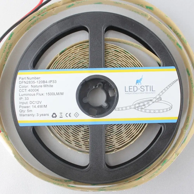 LED стрічка LED-STIL 4000K, 14,4 W, 2835, 120 діодів, IP33, 12V, 1500 LM, нейтральне світло