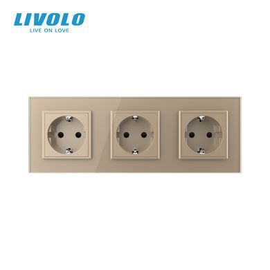 Розетка потрійна з заземленням Livolo
