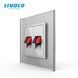 LIVOLO Hi-Fi Audio Socket for Speakers and Amplifiers, Gray Glass Frame, Wall-mounted, Designer