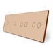 4-Gang Frame for two 1-touch and two 2-touch switches (1-1-2-2) LIVOLO, tempered glass, gold, 294&times;80 mm (VL-P701/01/02/02-8A)