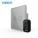 Touch light switch LIVOLO EC, 2 gangs, 5 A, 230 V, no neutral required, with remote control, grey, 2.5D glossy glass