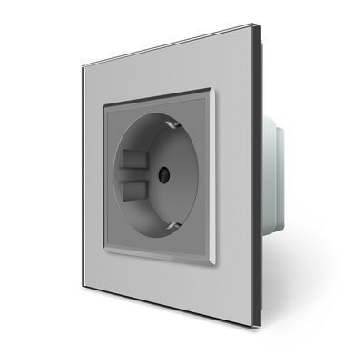Radio-controlled (remote) socket with remote control LIVOLO with grounding and safety shutters, smartphone control, Alexa, Google Home, 16A 230V grey, matte glass