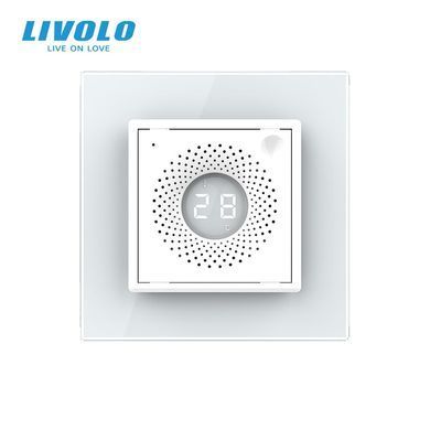 Розумний датчик температури та вологості ZigBee (термометр-гігрометр) LIVOLO білий, матова скляна рамка