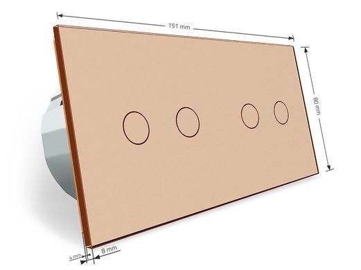 Розумний сенсорний ZigBee вимикач 4 сенсора (2-2) Livolo золото скло (VL-C702Z/C702Z-13)