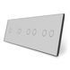 4-Gang Frame for two 1-touch and two 2-touch switches (1-1-2-2) LIVOLO, tempered glass, grey, 294&times;80 mm (VL-P701/01/02/02-8I)