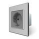 Radio-controlled (remote) socket with remote control LIVOLO with grounding and safety shutters, smartphone control, Alexa, Google Home, 16A 230V grey, matte glass