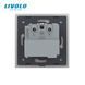 Radio-controlled (remote) socket with remote control LIVOLO with grounding and safety shutters, smartphone control, Alexa, Google Home, 16A 230V grey, matte glass