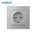 Radio-controlled (remote) socket with remote control LIVOLO with grounding and safety shutters, smartphone control, Alexa, Google Home, 16A 230V grey, matte glass