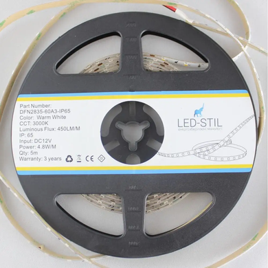 LED стрічка LED-STIL 3000K, 4,8 W, 2835, 60 шт, IP65, 12V