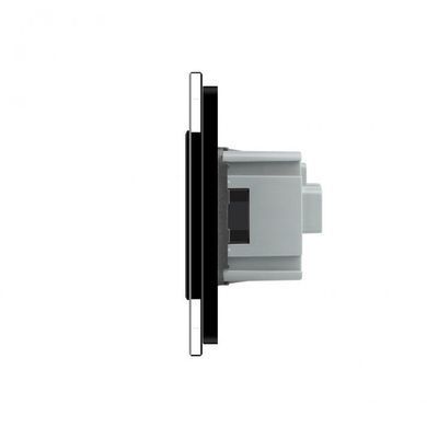 Smart touch light switch LIVOLO ZigBee, 1 gang + 2 sockets, 16 A, earthed, black, glossy glass