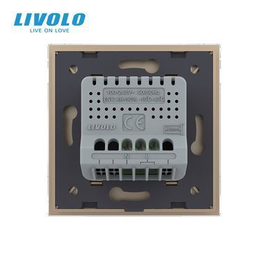 Розумний датчик температури та вологості ZigBee (термометр-гігрометр) LIVOLO золотий, матова скляна рамка