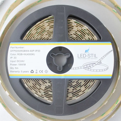LED стрічка LED-STIL RGB+W, 18 W, 5050, 60 ШТ., IP33, 24V, 1100 ЛМ
