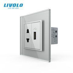 Розетка універсальна з USB розеткою Livolo