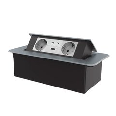 Мебельная розетка двойная с USB и универсальной розеткой 2 в 1 графит Livolo