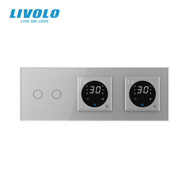 2 сенсорных терморегулятора LIVOLO для теплого пола + 2-зонный проходной сенсорный диммер
