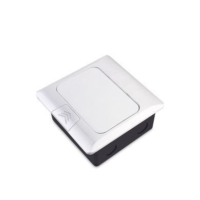 LIVOLO silver pop-up floor socket, earthed sockets, USB-A + RJ-45, recessed, smooth opening, IP44, aluminium, 145&times;145&times;65 mm
