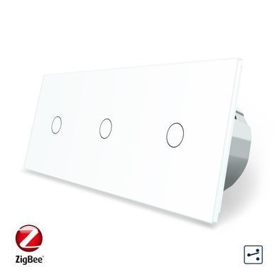 Smart multi-way touch light switch LIVOLO, 3 gangs (1-1-1), white, glossy glass
