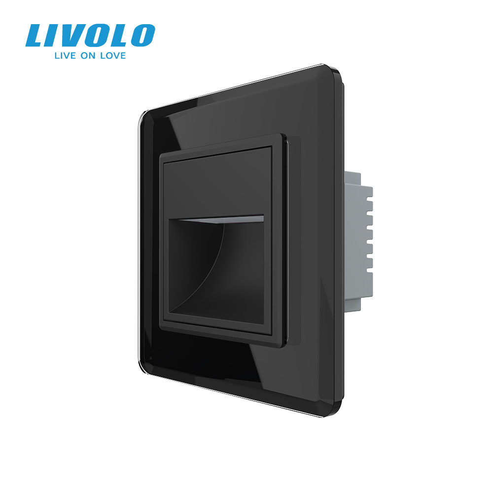 Світильник для сходів LIVOLO, чорний, 2.5D скляна рамка, тепле світло 2700K, 230В, 0.35Вт