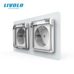 Розетка двойная влагозащищенная с крышкой Livolo