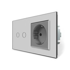 Smart EC touch switch 2 gang 1 socket Livolo