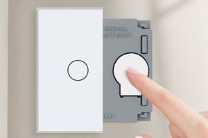 Modern technologies in home electrical systems: touch-sensitive switches and dimmers.