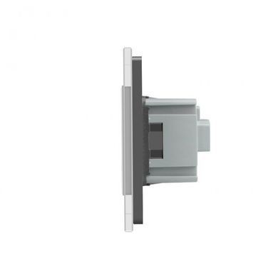 Розумний сенсорний ZigBee вимикач 1 сенсор 2 розетки Livolo сірий скло (VL-C701Z/C7C2EU-15)