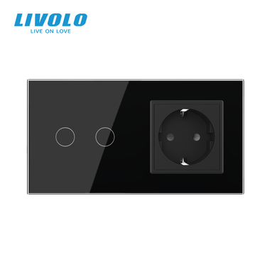 Сенсорний вимикач 2 сенсори 1 розетка Livolo