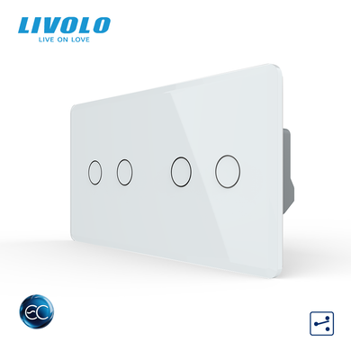 Smart touch switch LIVOLO 4 keys (2-2) white 2.5D glass Wi-Fi