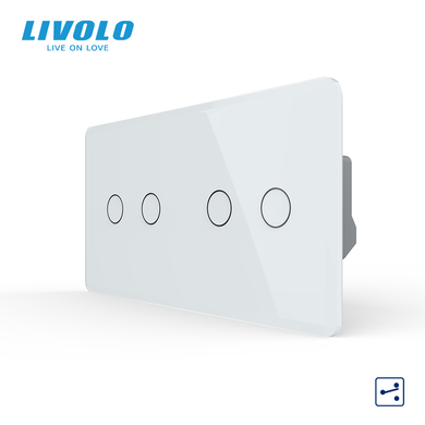 Smart touch switch LIVOLO 4 keys (2-2) white 2.5D glass Wi-Fi