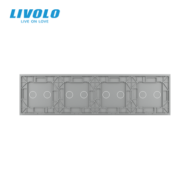 LIVOLO 4-post frame for 4 two-touch switches (2-2-2-2), tempered glass, frosted gray, 294&times;80 mm