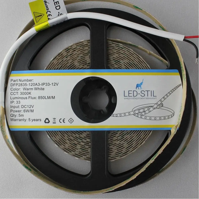 LED strip LED-STIL 3000K, 6 W, 2835, 120 pcs, IP33, 12V, 850LM
