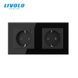 LIVOLO Smart Double Electrical Socket with Grounding, Black, Wall-mounted Designer, Glass Frame, 250V 16A