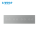 LIVOLO 4-post frame for 4 two-touch switches (2-2-2-2), tempered glass, frosted gray, 294&times;80 mm