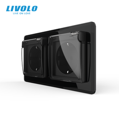 Розетка двойная влагозащищенная с крышкой Livolo